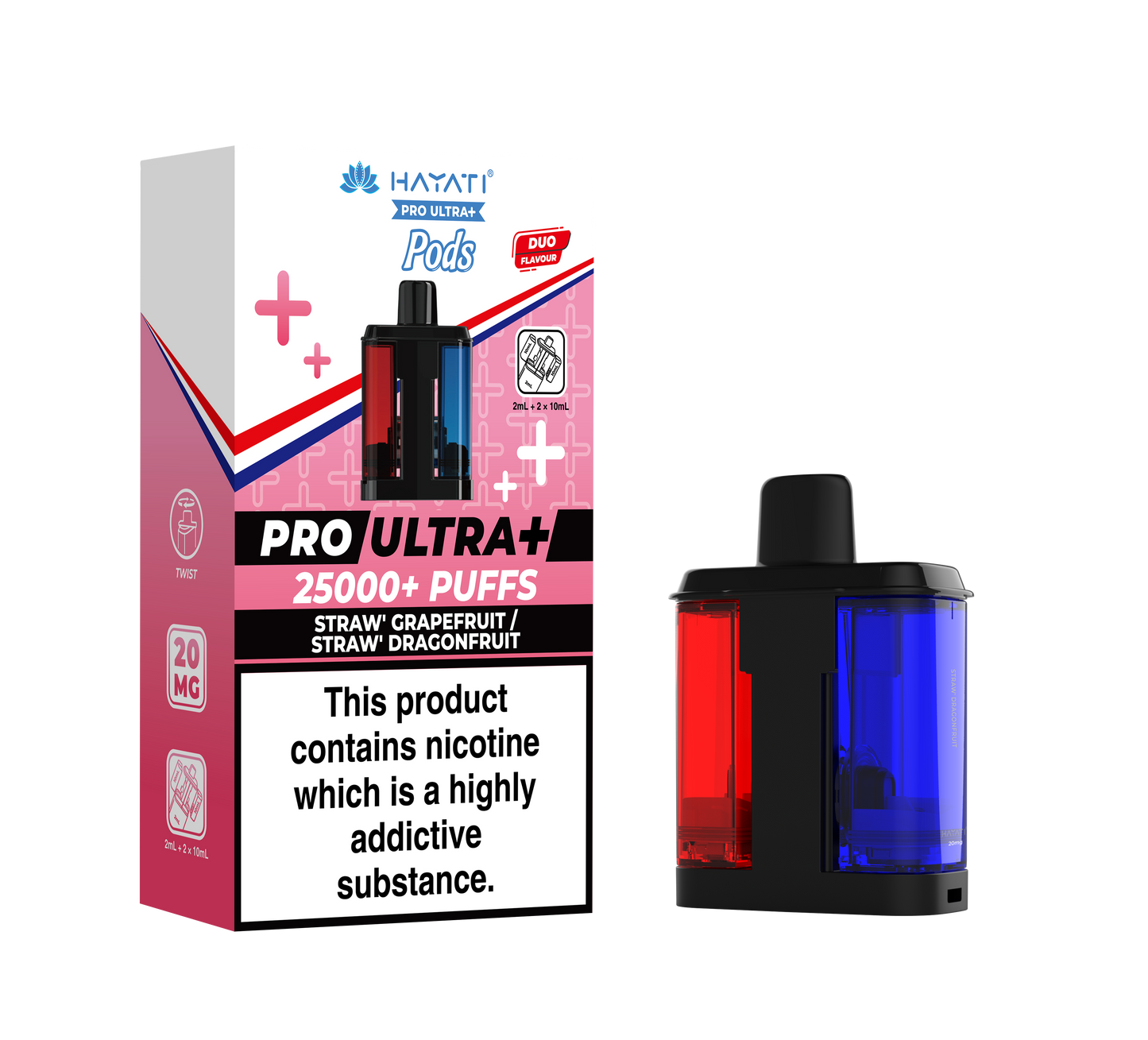 Hayati Pro Ultra Plus 25k Refill Pods Straw' Grapefruit / Starw' Dragonfruit | The Ace of Vapez Distro